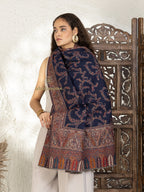 Blue Woollen Shawl — Elegant Kaani Weave