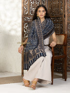 Blue Woollen Shawl — Kaani Weave With Zari Woollen in intricate finish