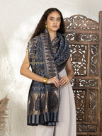 Blue Woollen Shawl — Kaani Weave With Zari Woollen in intricate finish