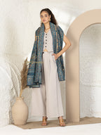 Blue Woollen Shawl — Kaani Weave With Zari Woollen in sublime finish