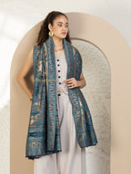 Blue Woollen Shawl — Kaani Weave With Zari Woollen in sublime finish