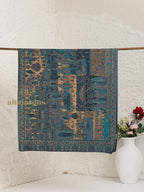 Blue Woollen Shawl — Kaani Weave With Zari Woollen in sublime finish