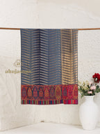 Blue Woollen Shawl featuring signature Kaani