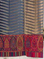 Blue Woollen Shawl featuring signature Kaani