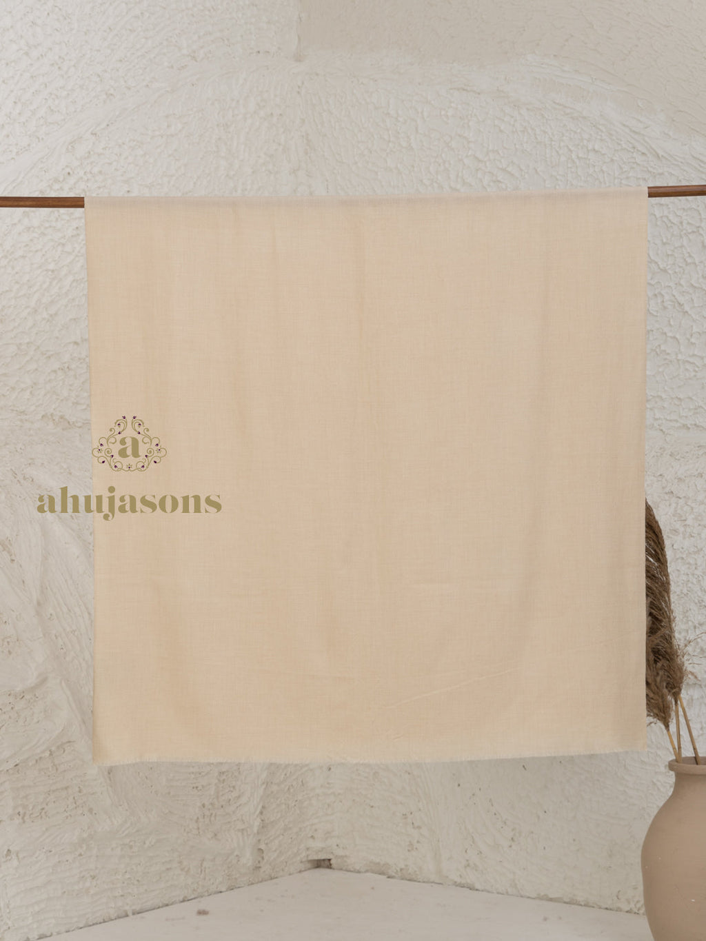 Beige Handloom Pure Pashmina Shawl showcasing masterful Solid