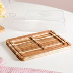 Acacia Wood Bread Box With Transparent Cloche 22cm