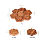 Acacia Honeycomb Wooden Platter Set of 8 For Party 38x38cm