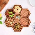 Acacia Honeycomb Wooden Platter Set of 8 For Party 38x38cm