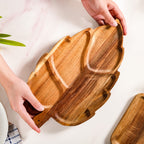 Sectioned Leaf Snack Platter Acacia Wood 12 Inch