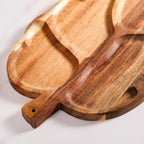 Sectioned Leaf Snack Platter Acacia Wood 12 Inch