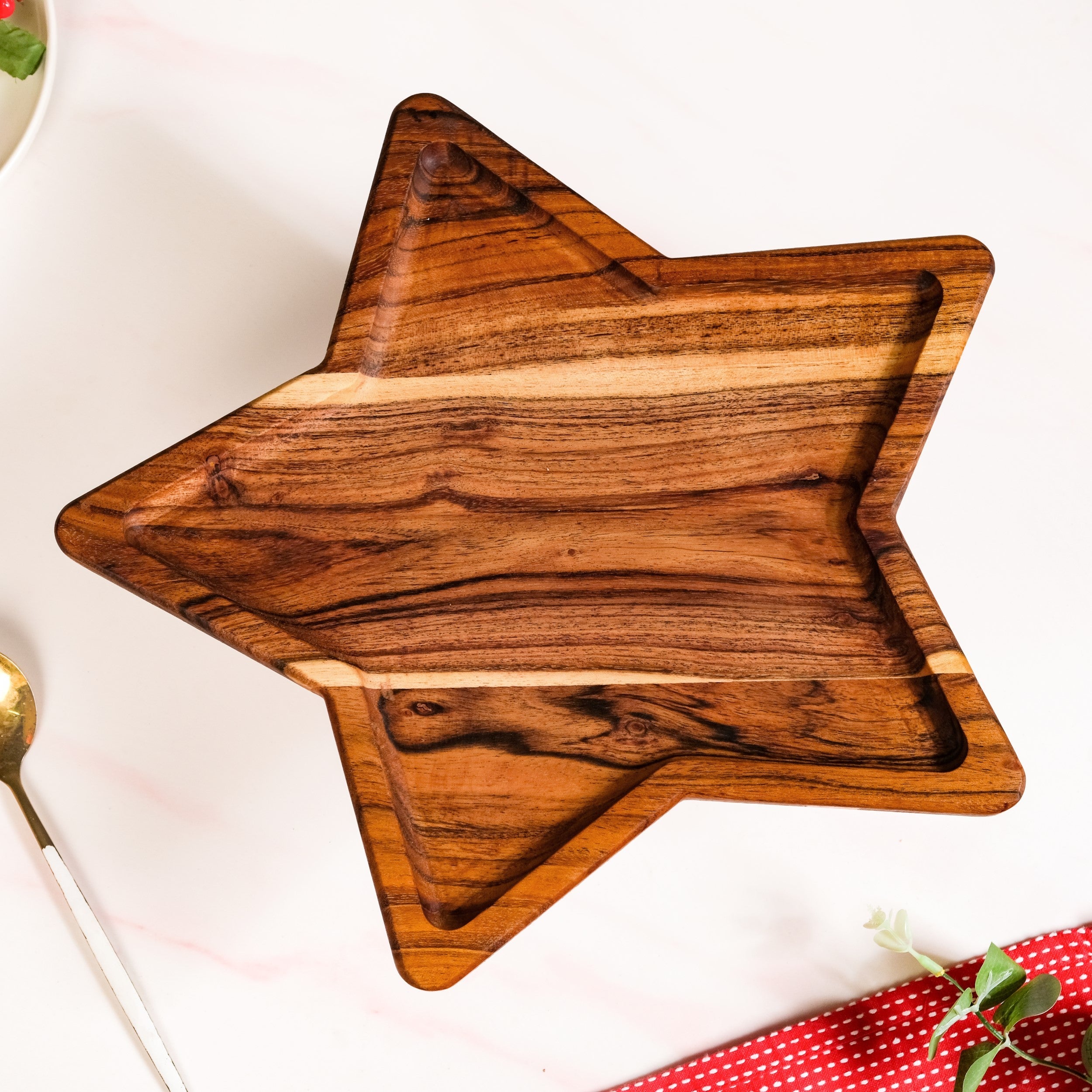 Acacia Star Dessert Cake Stand 34x33cm