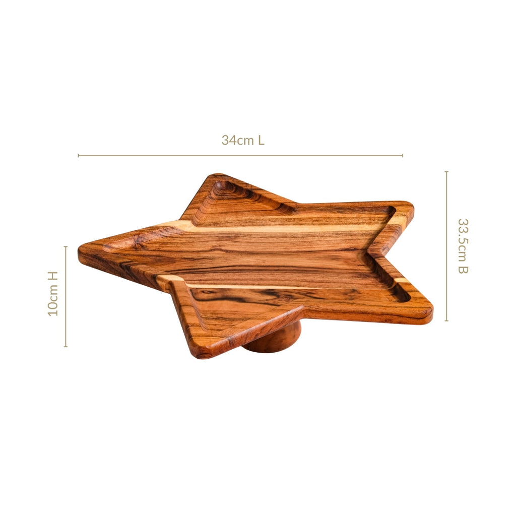 Acacia Star Dessert Cake Stand 34x33cm