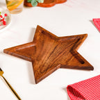 Acacia Wood Star Serving Platter 31x27cm