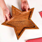 Acacia Wood Star Serving Platter 31x27cm