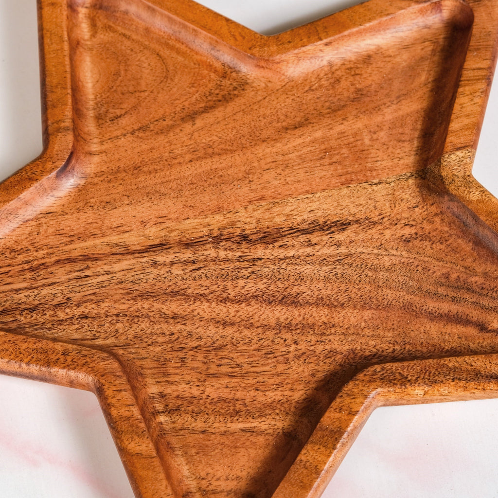 Acacia Wood Star Serving Platter 31x27cm