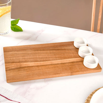 Acacia Wood Cheeseboard With Set Of 3 Small Bowls 50ml