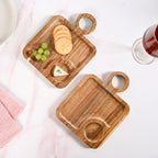 Acacia Wood Square Snack Tray Set Of 2 8 inch