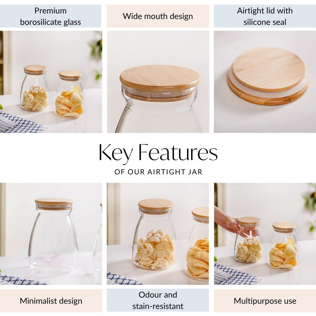 Airtight Jar Set Of 2 For Dry Fruit Big 1100ml