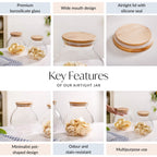 Round Shape Airtight Glass Jar Set Of 2 Large 1200ml