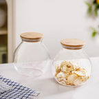 Round Shape Airtight Glass Jar Set Of 2 Large 1200ml