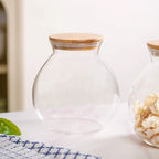Round Shape Airtight Glass Jar Set Of 2 Large 1200ml