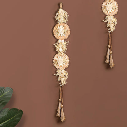 All Natural Wall Hanging With Sola Flowers And Dried Grass Set Of 2