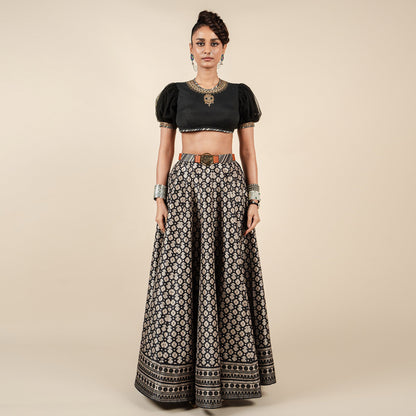 Almond Ivory - Black Skirt Set | CHAR