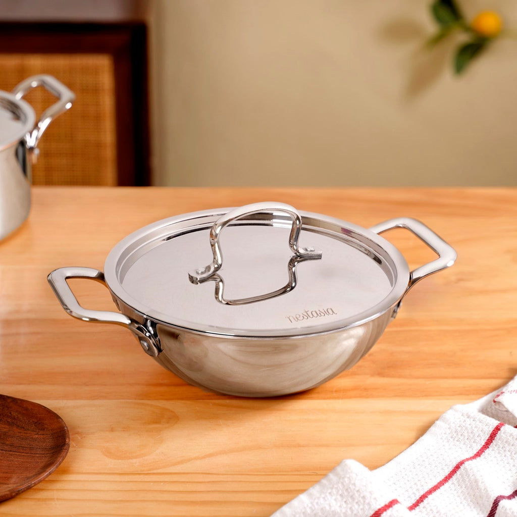 Kadai With Lid Tri Ply Stainless Steel 2250ml