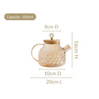 Amber Diamond Glass Jug with Bamboo Lid 1300ml