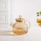 Amber Diamond Glass Jug with Bamboo Lid 1300ml