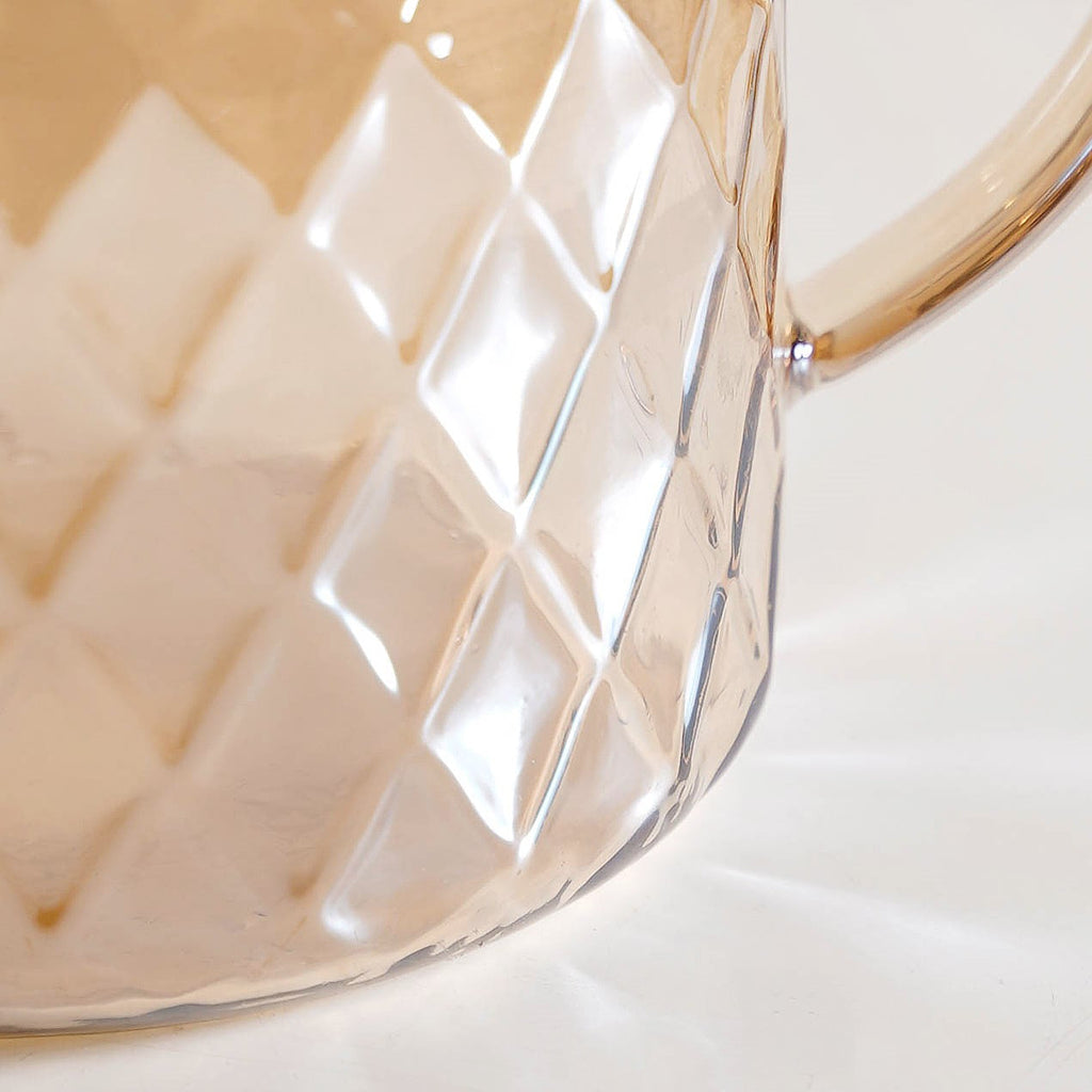 Amber Diamond Glass Jug with Bamboo Lid 1300ml