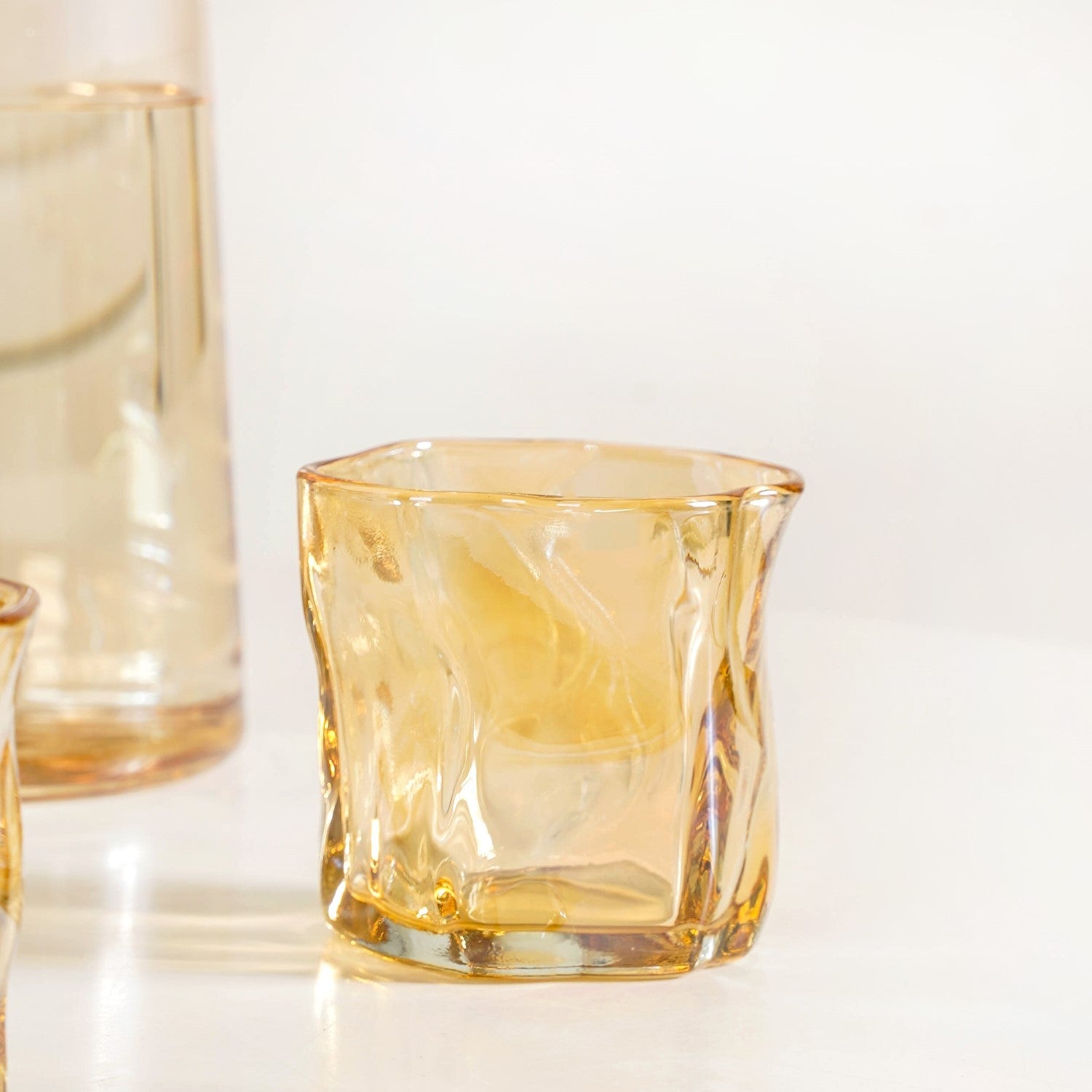 Amber Glass Jug And Tumbler Set