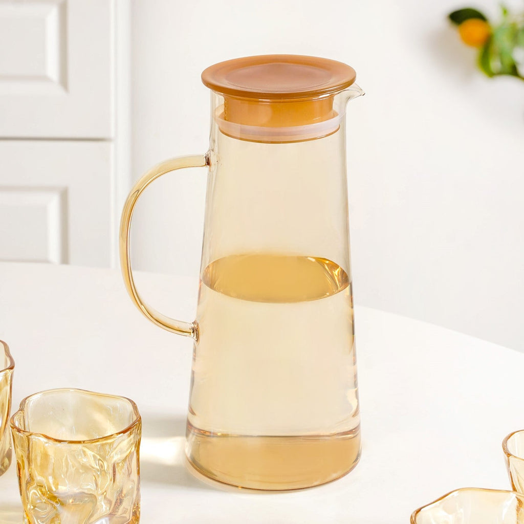 Amber Glass Jug And Tumbler Set