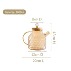 Amber Luxe Diamond Borosilicate Glass Jug 900ml