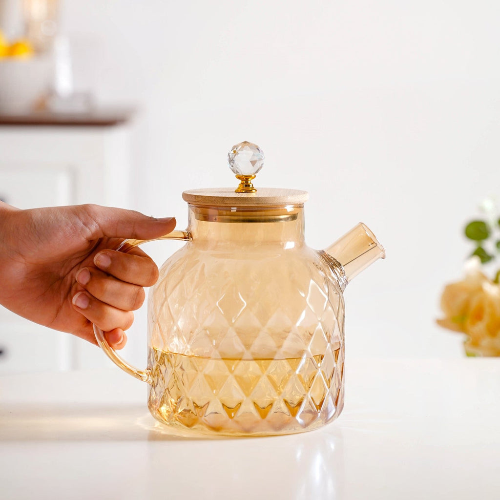 Amber Luxe Diamond Borosilicate Glass Jug 900ml