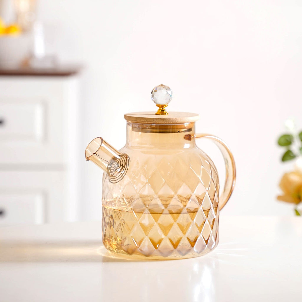 Amber Luxe Diamond Borosilicate Glass Jug 900ml