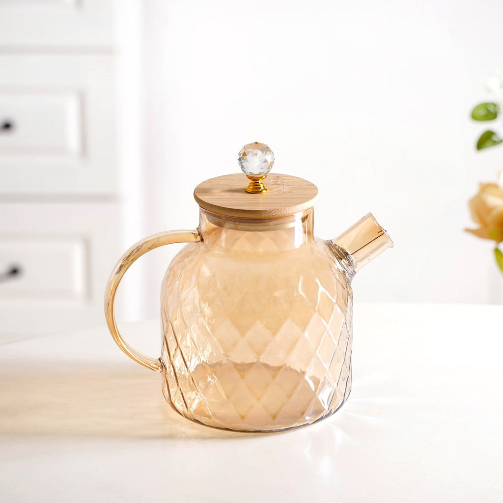 Amber Luxe Diamond Borosilicate Glass Jug 900ml