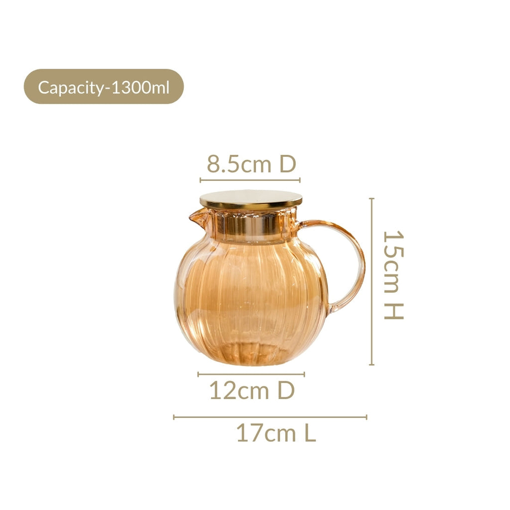 Amber Borosilicate Glass Pitcher 1300ml
