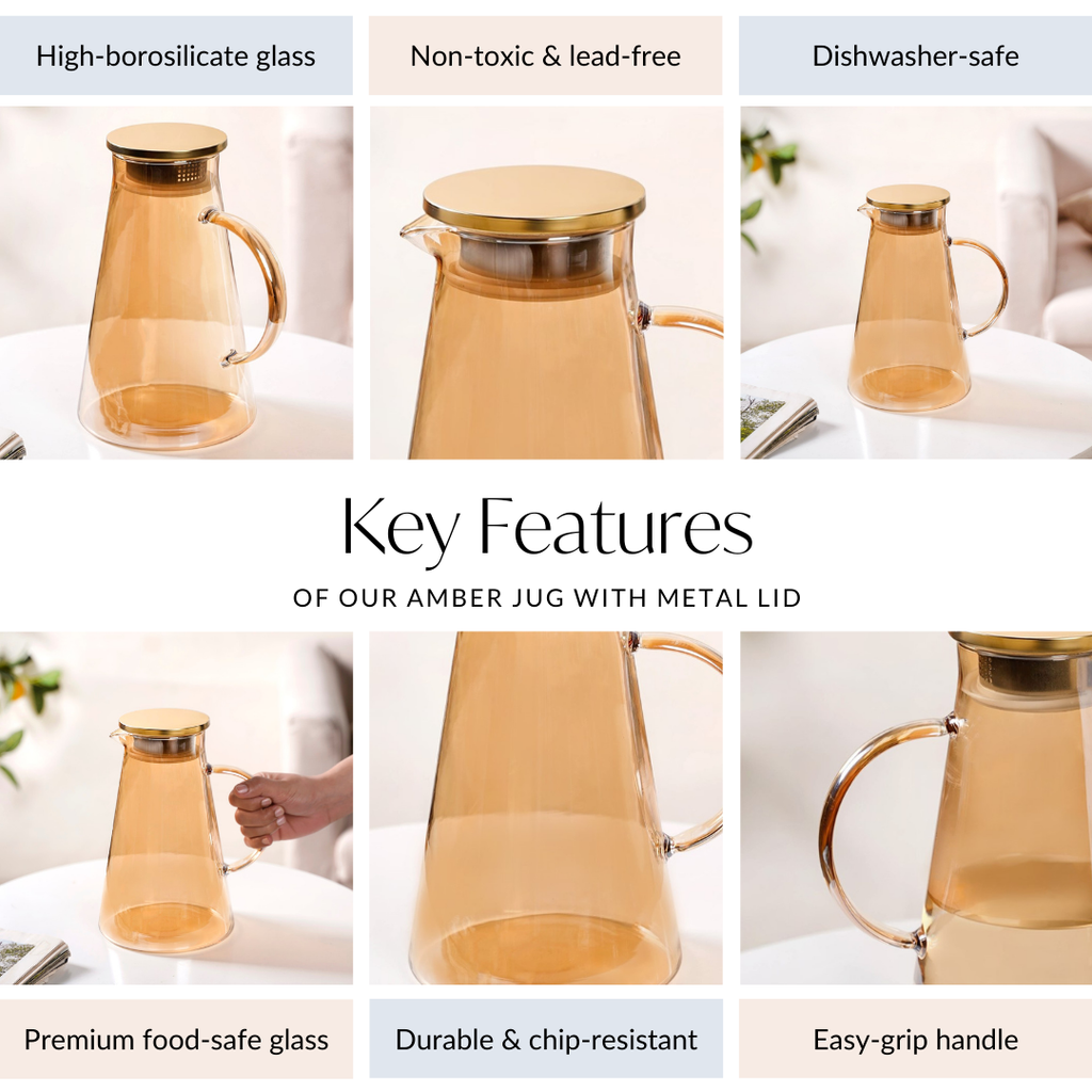 Amber Jug with Metal Lid 1800ml