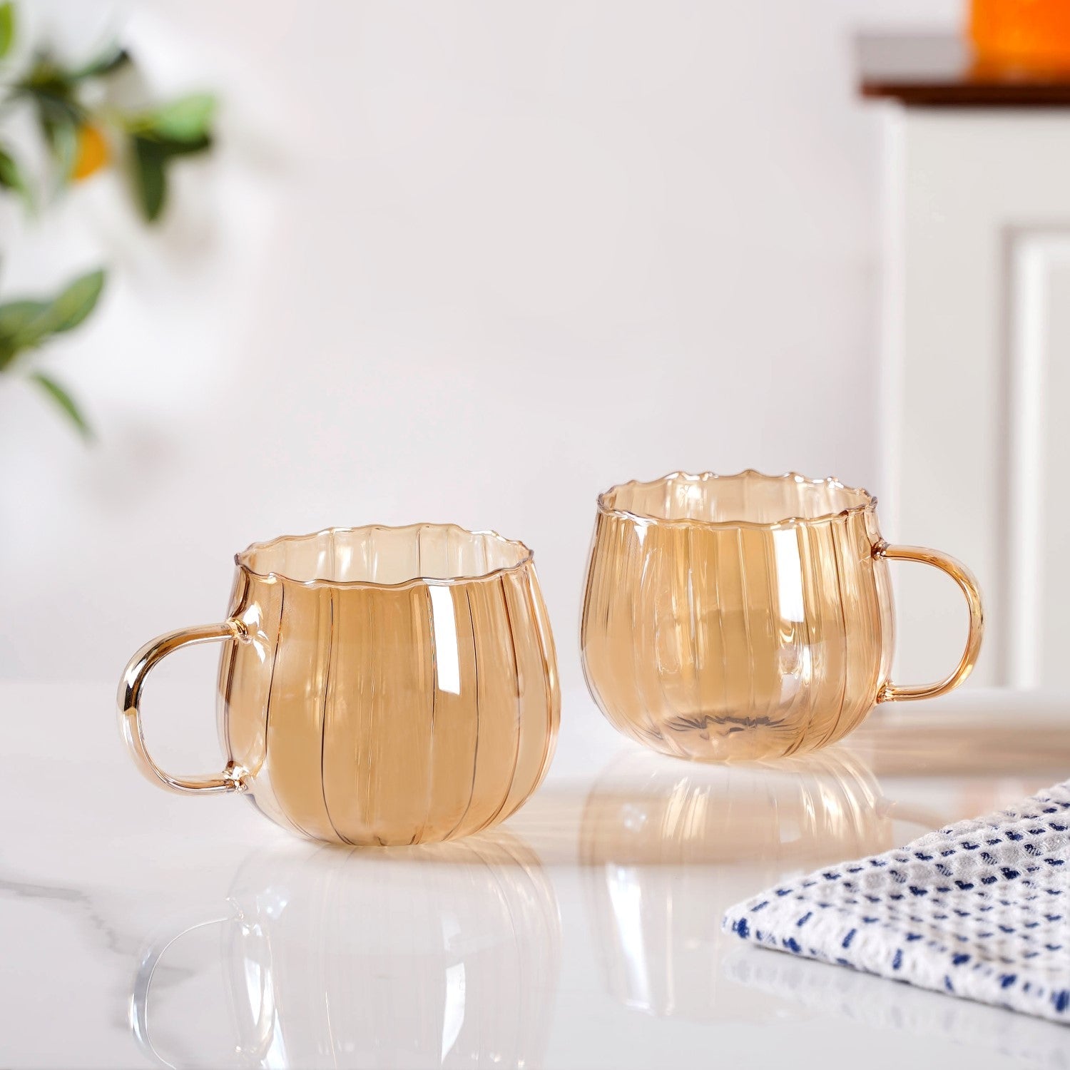 Amber Pumpkin Tea Cup Set Of 2 400ml