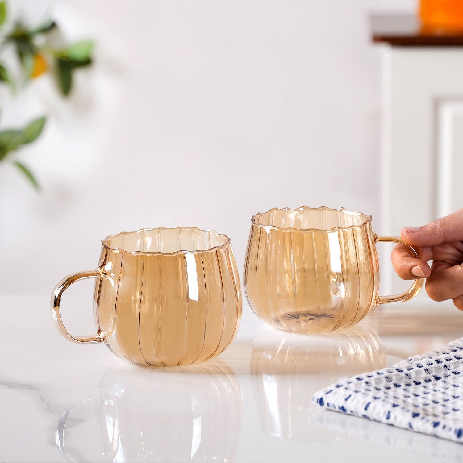 Amber Pumpkin Tea Cup Set Of 2 400ml