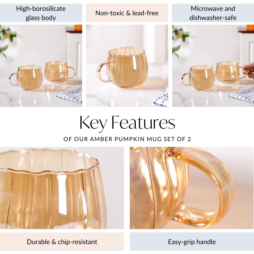 Amber Pumpkin Tea Cup Set Of 2 400ml