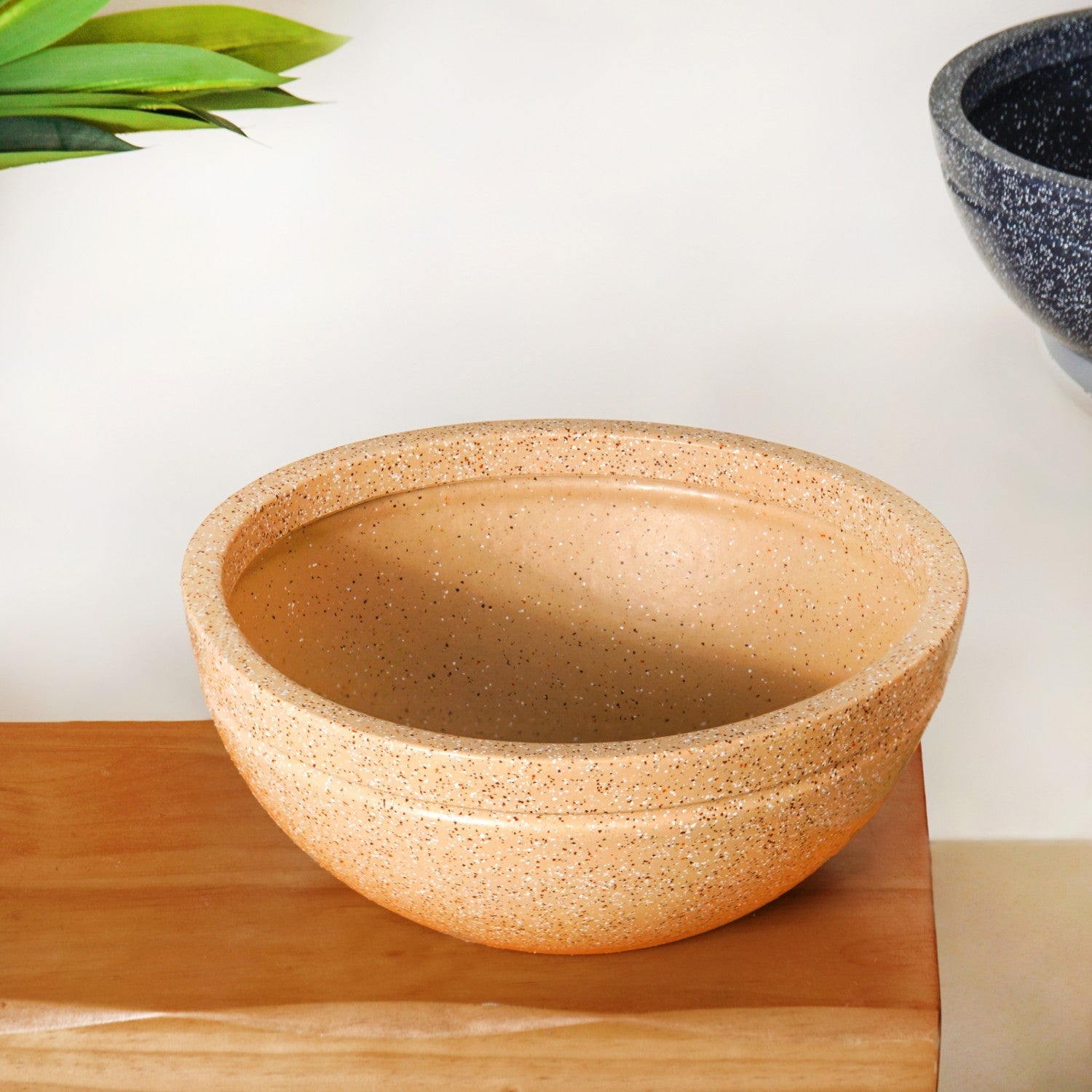 Planterra Beige Round Lotus Planter 15x9 Inch