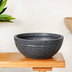 Planterra Granite Black Round Lotus Planter 15x7 Inch