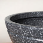 Planterra Granite Black Round Lotus Planter 15x7 Inch