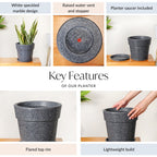 Planterra Grey Planter With Plate 10x9 Inch