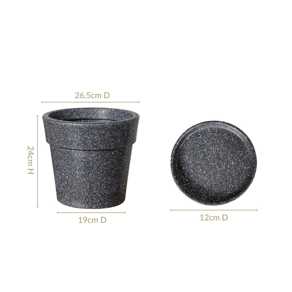 Planterra Grey Planter With Plate 10x9 Inch