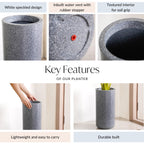 Planterra Grey Tall Cylindrical Planter 18x9 Inch