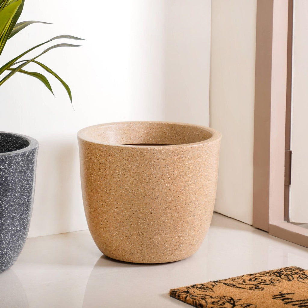Planterra Large Beige Planting Pot 15x14 Inch