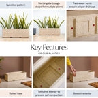 Planterra Modern Beige Trough Planters 24x8 Inch